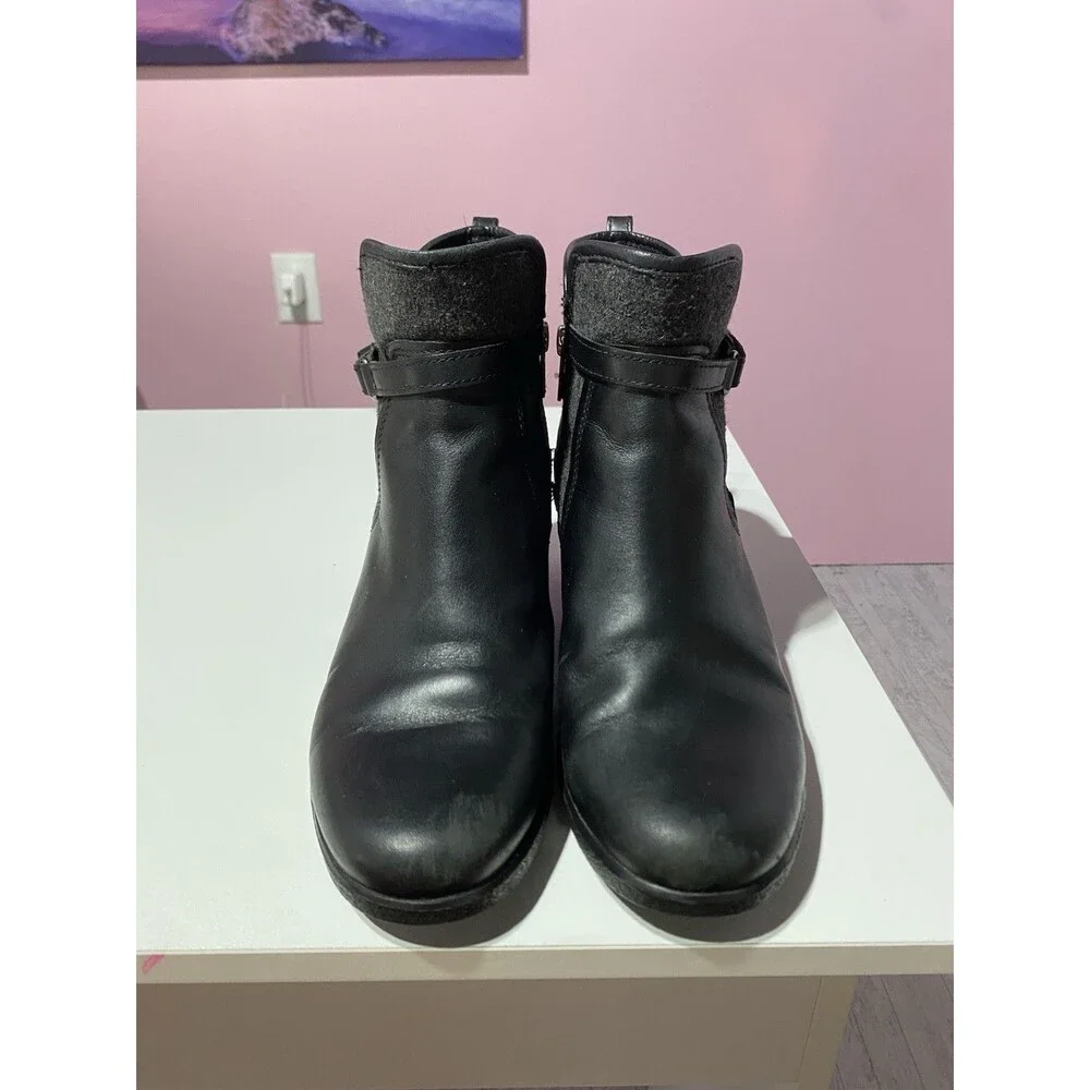 Ugg Ankle Boot Black 7? Emalie Leather Wedge Waterproof Outdoor Granola Girl‎